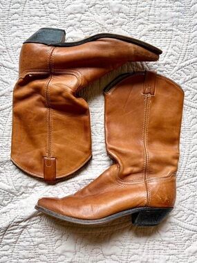 Indie sleaze rustic genuine chestnut brown western cowboy boots men’s 9